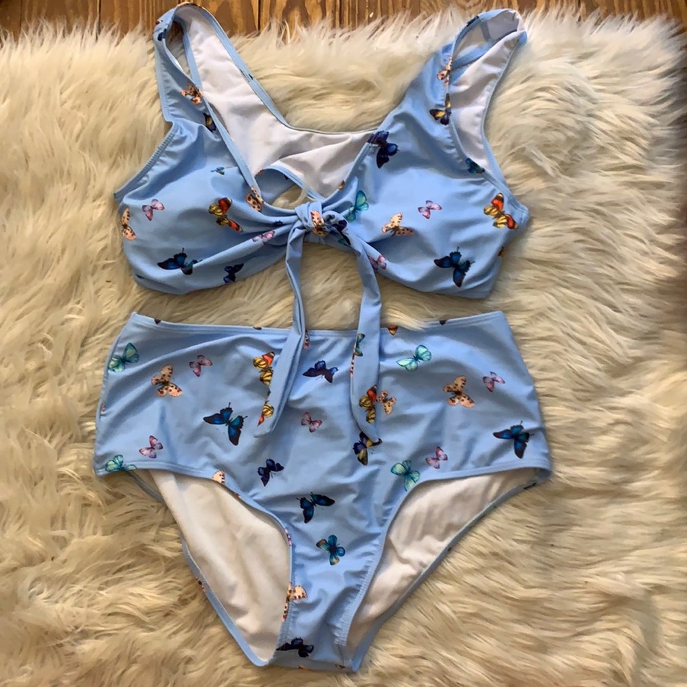 high-waisted butterfly print bikini. size 1x.